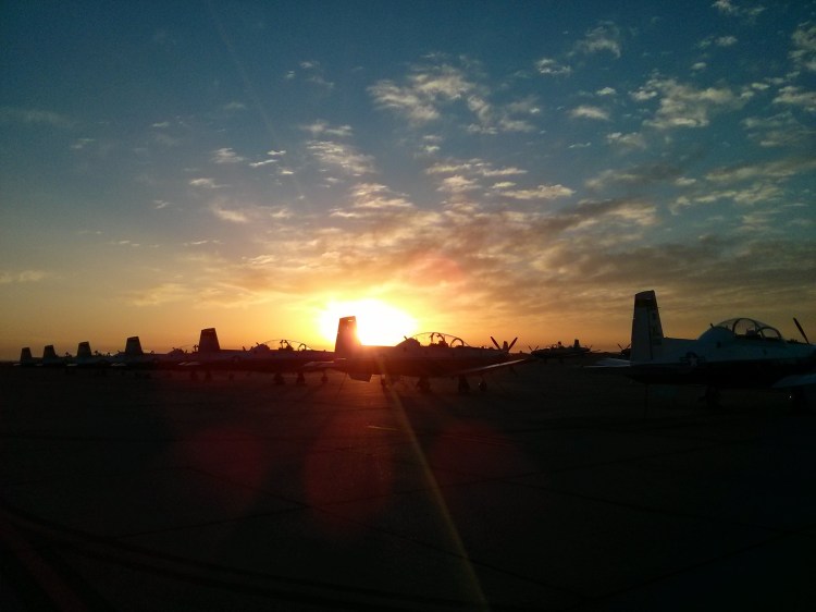T-6 Flight Line Sunrise Glare